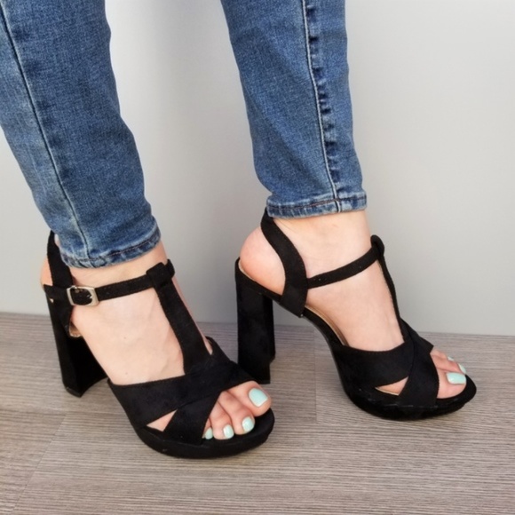 Vegan Suede Open Toe Platform Heel Sandal-K - Picture 6 of 7